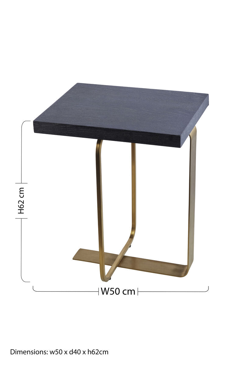 Orsina Lena Rectangular Side Table | Grey Oak Top & Gold Base