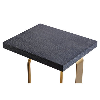 Orsina Lena Rectangular Side Table | Grey Oak Top & Gold Base