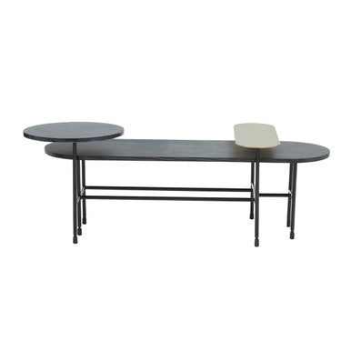 Orsina Serrano Black Marble and Gold Oak Veneer Coffee Table