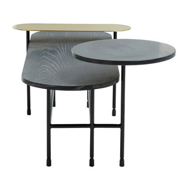 Orsina Serrano Black Marble and Gold Oak Veneer Coffee Table