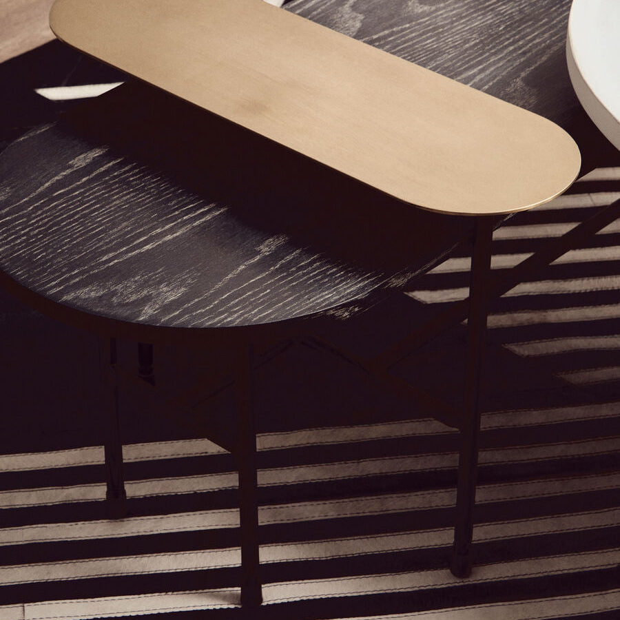 Orsina Serrano Black Marble and Gold Oak Veneer Coffee Table