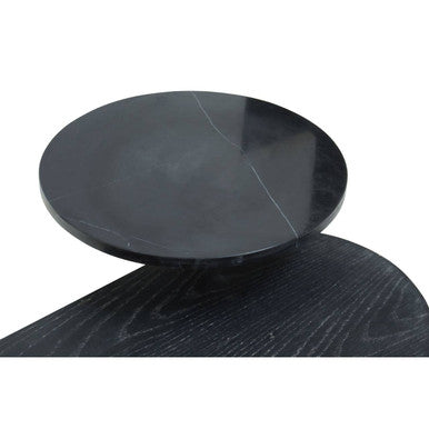 Orsina Serrano Black Marble and Gold Oak Veneer Coffee Table