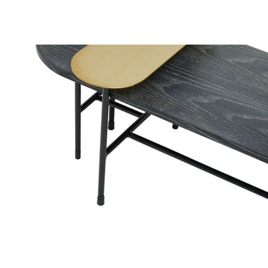 Orsina Serrano Black Marble and Gold Oak Veneer Coffee Table