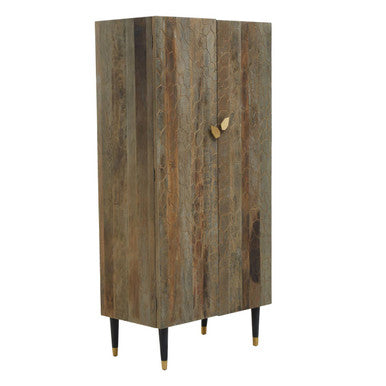 Orsina Malay Tall Cabinet – Recycled Elm Wood with Geometric Carving