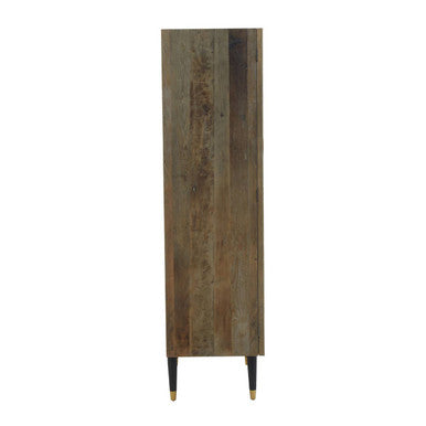 Orsina Malay Tall Cabinet – Recycled Elm Wood with Geometric Carving