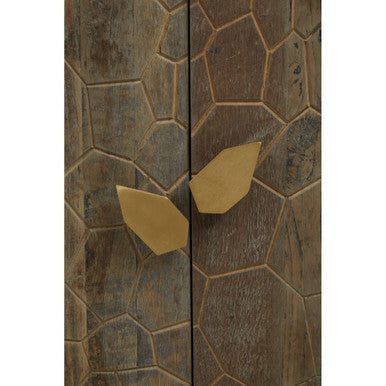 Orsina Malay Tall Cabinet – Recycled Elm Wood with Geometric Carving