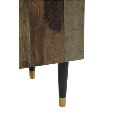 Orsina Malay Tall Cabinet – Recycled Elm Wood with Geometric Carving