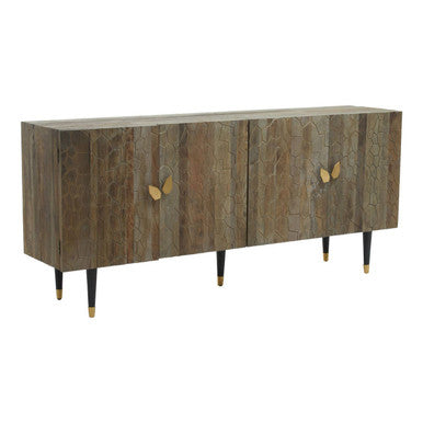 Orsina Malay Recycled Elm Wood 4 Door Sideboard – Geometric Buffet