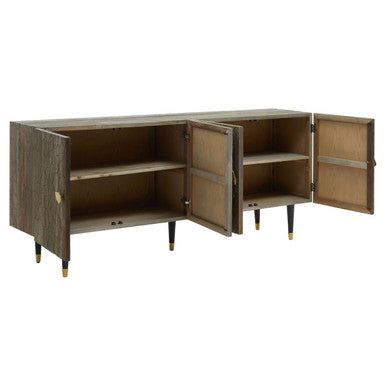 Orsina Malay Recycled Elm Wood 4 Door Sideboard – Geometric Buffet