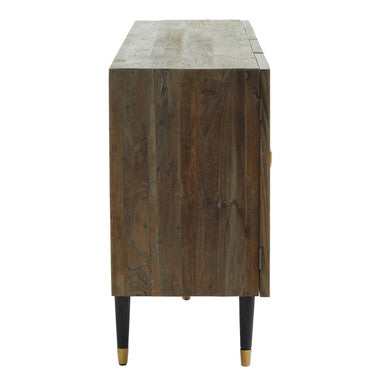 Orsina Malay Recycled Elm Wood 4 Door Sideboard – Geometric Buffet
