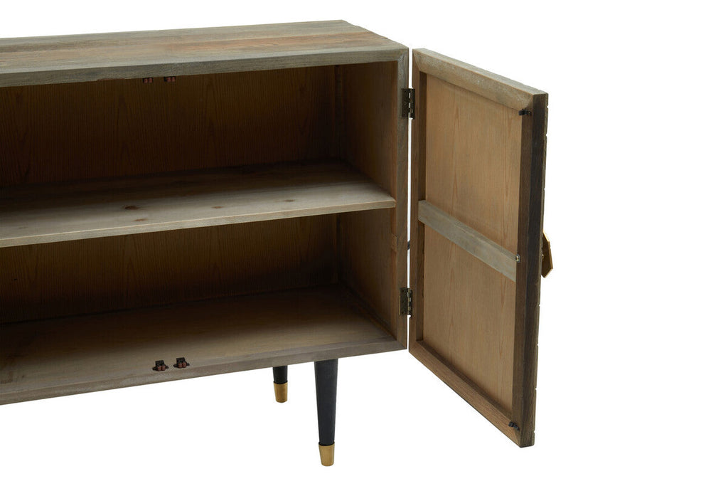 Orsina Malay Recycled Elm Wood 4 Door Sideboard – Geometric Buffet