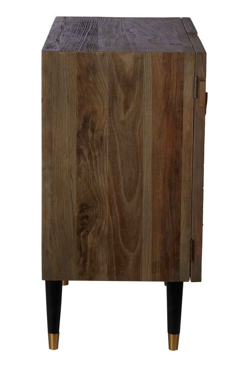 Orsina Malay Natural Sideboard – Hand-Carved Geometric Storage Cabinet