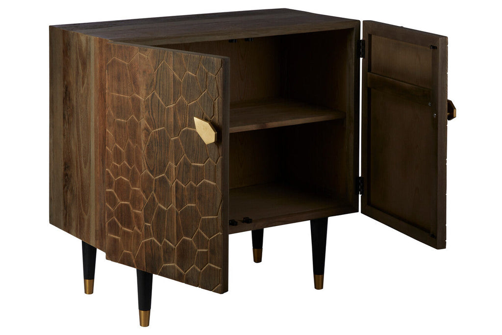 Orsina Malay Natural Sideboard – Hand-Carved Geometric Storage Cabinet