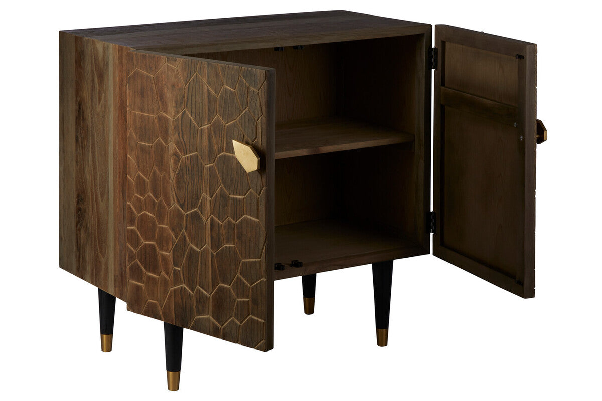 Orsina Malay Natural Sideboard – Hand-Carved Geometric Storage Cabinet
