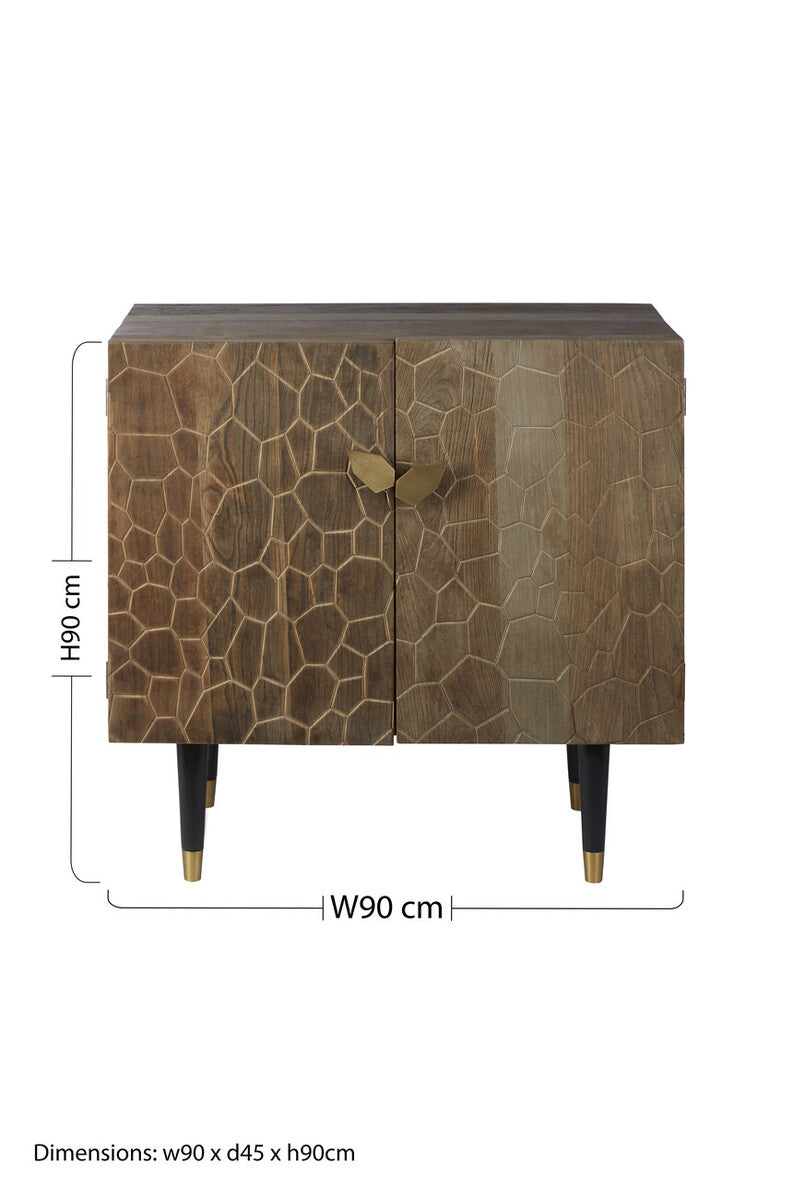 Orsina Malay Natural Sideboard – Hand-Carved Geometric Storage Cabinet