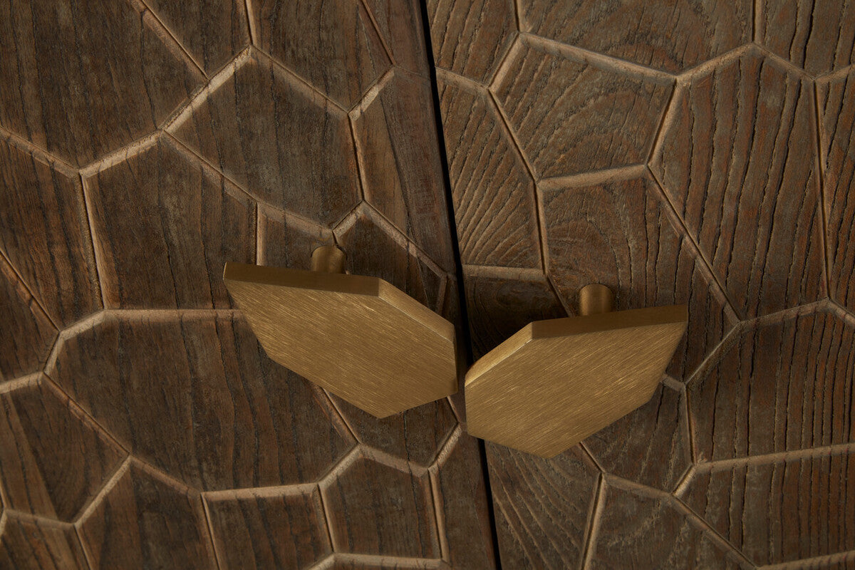 Orsina Malay Natural Sideboard – Hand-Carved Geometric Storage Cabinet