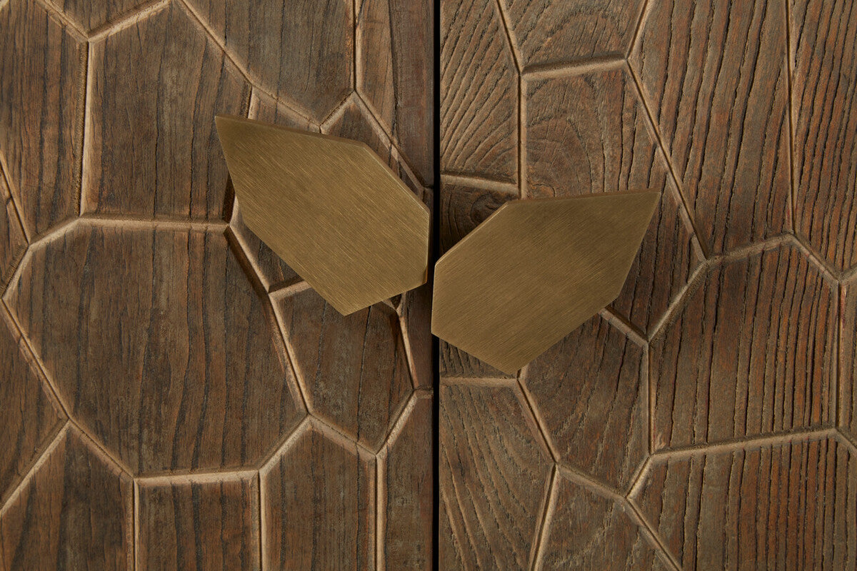 Orsina Malay Natural Sideboard – Hand-Carved Geometric Storage Cabinet