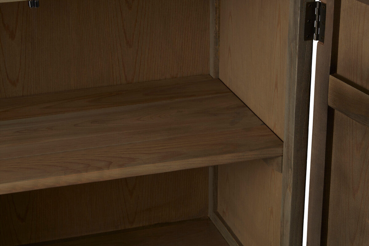 Orsina Malay Natural Sideboard – Hand-Carved Geometric Storage Cabinet