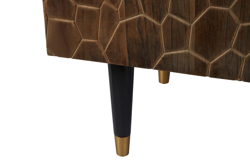 Orsina Malay Natural Sideboard – Hand-Carved Geometric Storage Cabinet