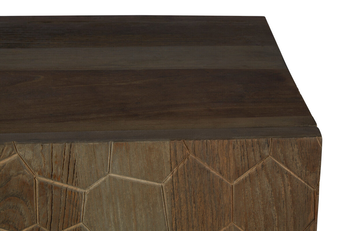 Orsina Malay Natural Sideboard – Hand-Carved Geometric Storage Cabinet