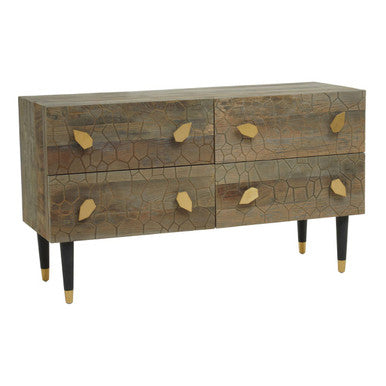 Orsina Malay Recycled Elm Wood 4-Drawer Chest | Natural & Black