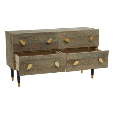Orsina Malay Recycled Elm Wood 4-Drawer Chest | Natural & Black