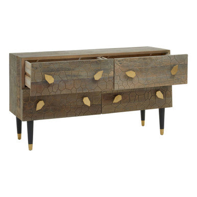 Orsina Malay Recycled Elm Wood 4-Drawer Chest | Natural & Black