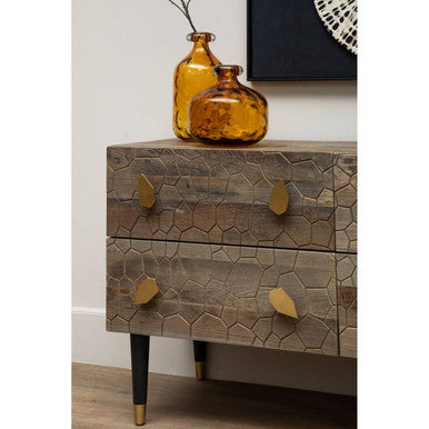 Orsina Malay Recycled Elm Wood 4-Drawer Chest | Natural & Black
