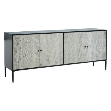 Orsina Luxor 4-Door Sideboard – Recycled Pine Wood & Iron Cabinet
