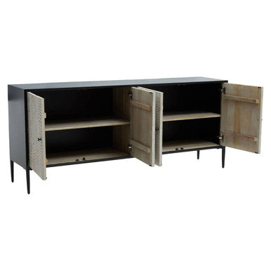 Orsina Luxor 4-Door Sideboard – Recycled Pine Wood & Iron Cabinet
