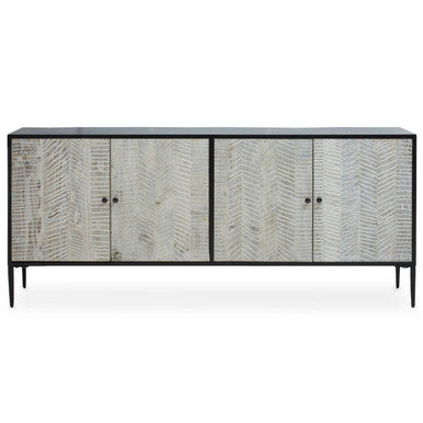 Orsina Luxor 4-Door Sideboard – Recycled Pine Wood & Iron Cabinet