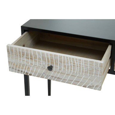 Orsina Luxor Pine Wood Console Table - 3 Drawer Textured Hallway Table