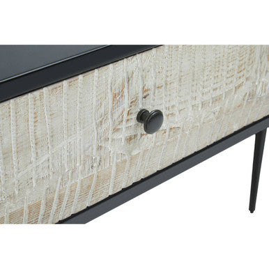 Orsina Luxor Pine Wood Console Table - 3 Drawer Textured Hallway Table