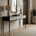 Orsina Luxor Pine Wood Console Table - 3 Drawer Textured Hallway Table