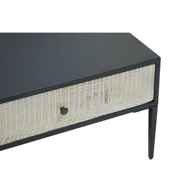Orsina Luxor Coffee Table – Black Recycled Pine with 2 Drawers