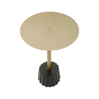 Orsina Corra Gold Side Table – Mid-Century Iron Pedestal with Fluted Base