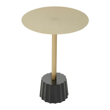 Orsina Corra Gold Side Table – Mid-Century Iron Pedestal with Fluted Base