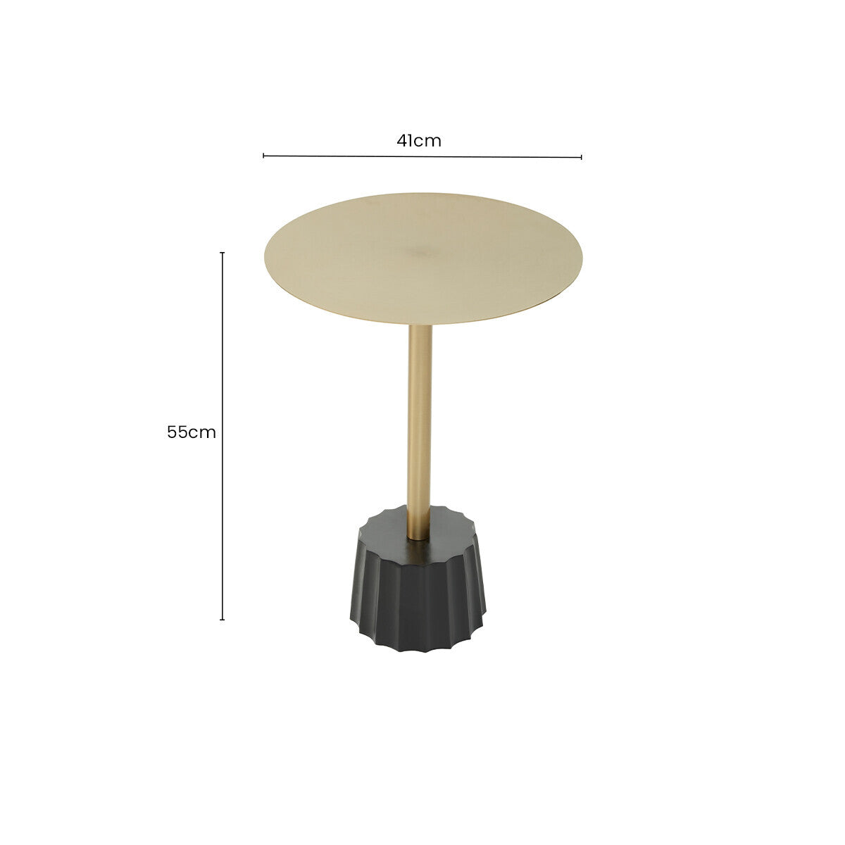 Orsina Corra Gold Side Table – Mid-Century Iron Pedestal with Fluted Base