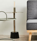 Orsina Corra Gold Side Table – Mid-Century Iron Pedestal with Fluted Base