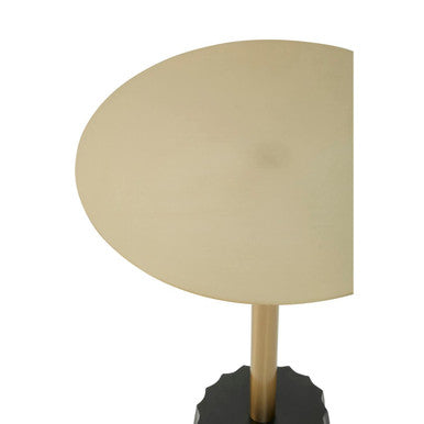 Orsina Corra Gold Side Table – Mid-Century Iron Pedestal with Fluted Base