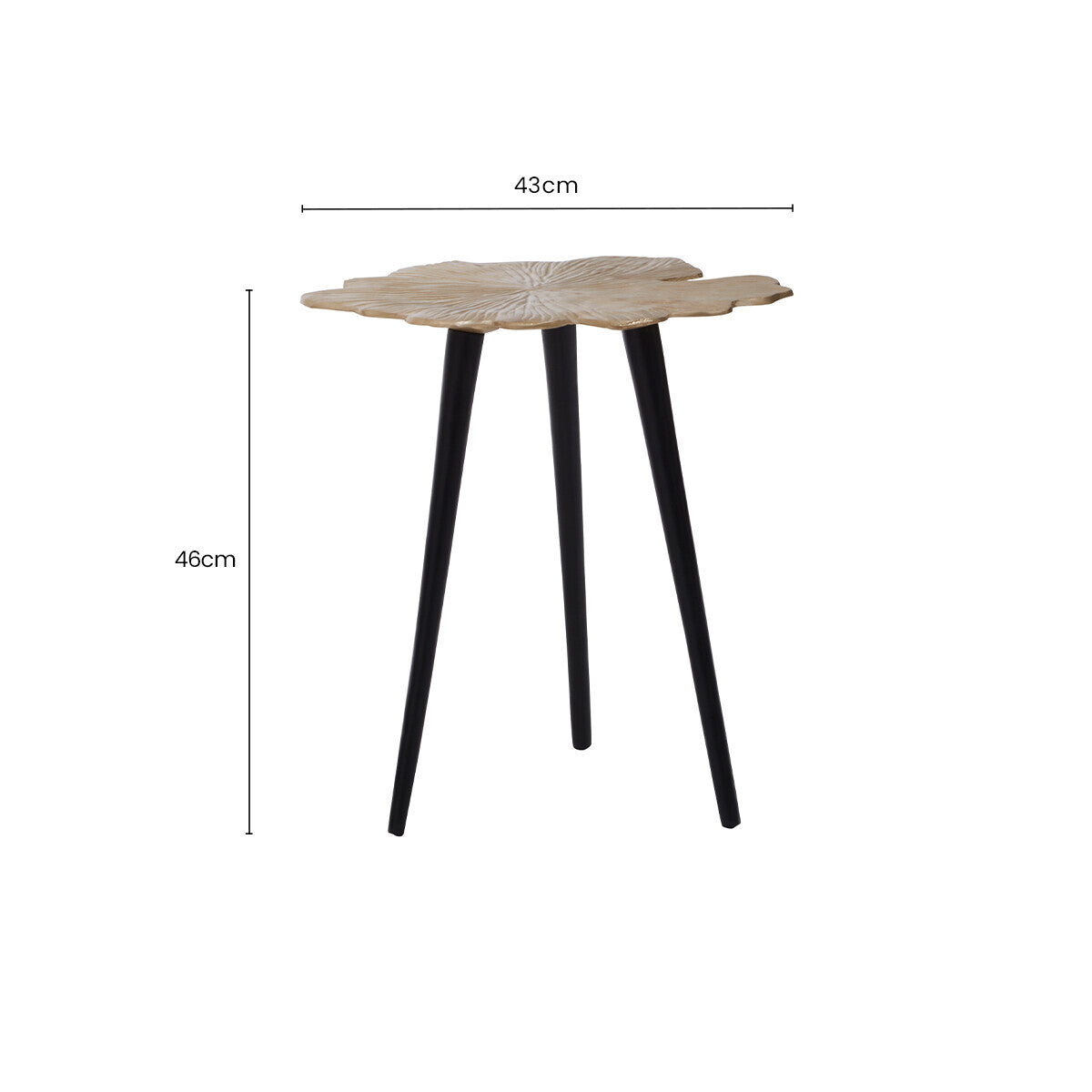 Orsina Prato Ginkgo Small Side Table – Gold Aluminium & Black Legs