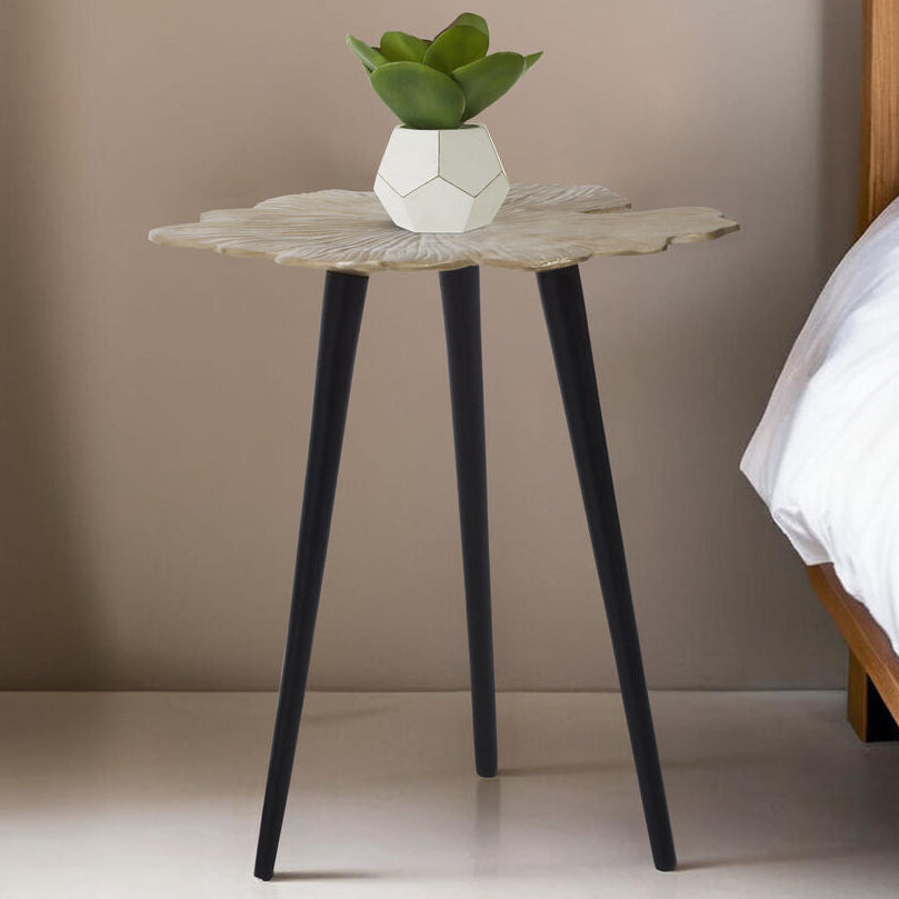 Orsina Prato Ginkgo Small Side Table – Gold Aluminium & Black Legs