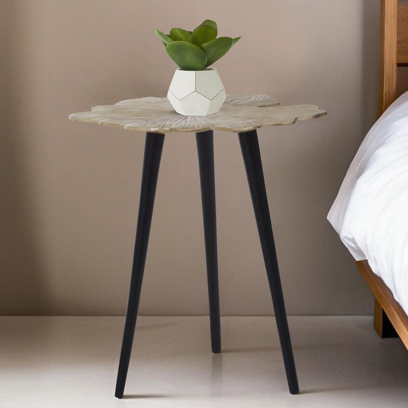 Orsina Prato Ginkgo Small Side Table – Gold Aluminium & Black Legs