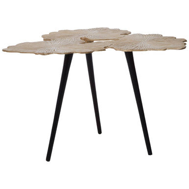 Orsina Prato Gold Gingko Leaf Aluminium Side Table with Black Legs