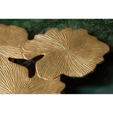 Orsina Prato Gold Gingko Leaf Aluminium Side Table with Black Legs