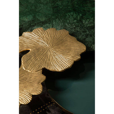 Orsina Prato Gold Gingko Leaf Aluminium Side Table with Black Legs