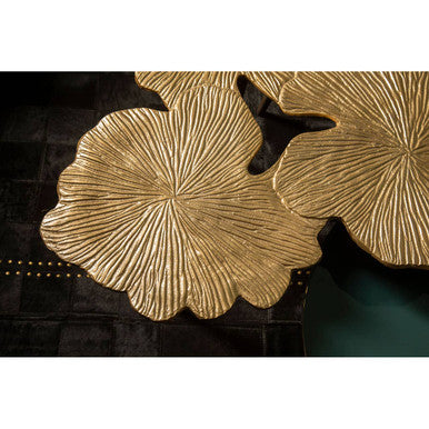 Orsina Prato Gold Gingko Leaf Aluminium Side Table with Black Legs