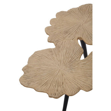 Orsina Prato Gold Gingko Leaf Aluminium Side Table with Black Legs