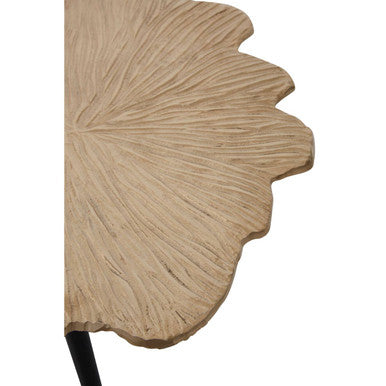 Orsina Prato Gold Gingko Leaf Aluminium Side Table with Black Legs