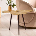 Orsina Prato Gold Gingko Leaf Aluminium Side Table with Black Legs